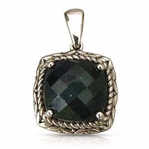 CoLORE | SQ Sterling Silver Onyx Faceted Cushion Pendant